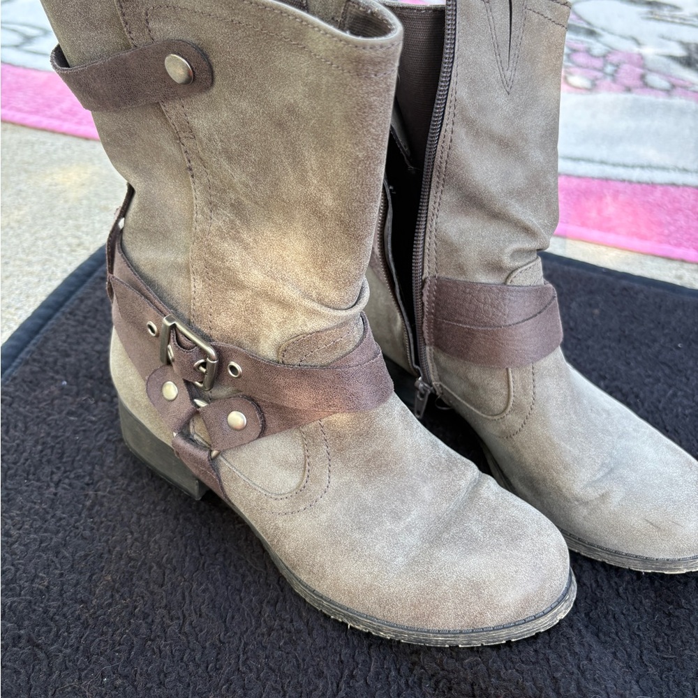 Maurices Taupe and Brown Combat Boots